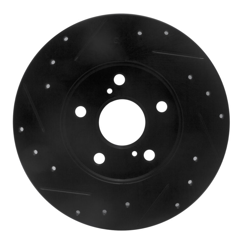 Pontiac Vibe Brake Rotor (1) - Rear Right - R1 Concepts - Drilled & Slotted - Black - `08-`18